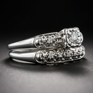 Mid-Century White Gold and Diamond Wedding Set