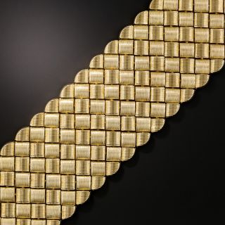 Mid-Century Wide Italian 18K Gold Bracelet