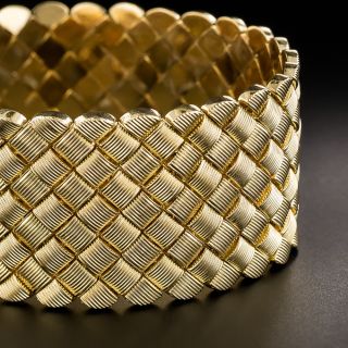 Mid-Century Wide Italian 18K Gold Bracelet