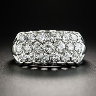 Mid-Century Wide Platinum Diamond Band - 2