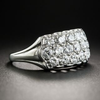Mid-Century Wide Platinum Diamond Band