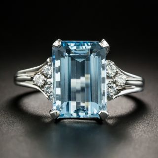 Mikimoto Aquamarine and Diamond Ring   - 2