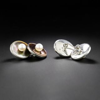 Mikimoto Pearl and Mother-of-Pearl Cufflinks