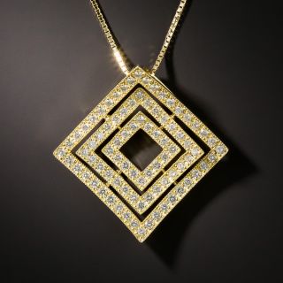 Modern 18K Diamond Pendant Necklace - 1