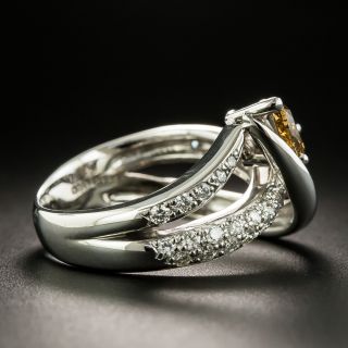 Modern .94 Ct. Half-Moon Natural Brown Diamond Platinum Ring