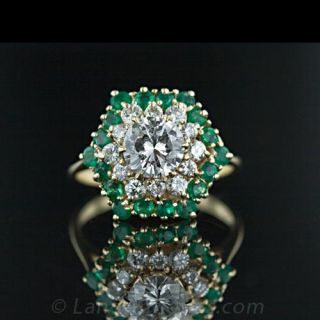 Ballerina Diamond and Emerald Ring