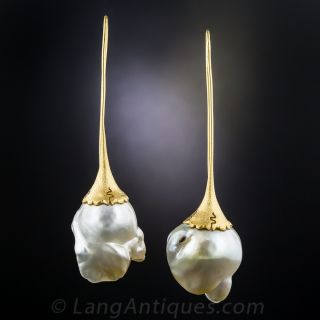 Modern Baroque Pearl Earrings by Fichot