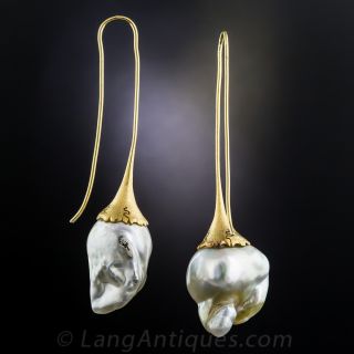 Modern Baroque Pearl Earrings by Fichot