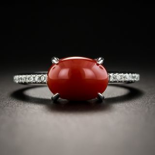 Modern Coral Diamond Ring - 1