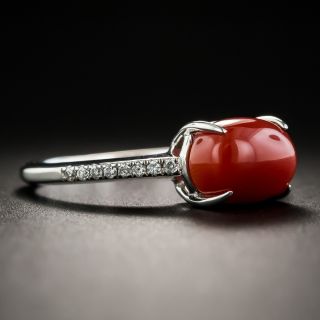 Modern Coral Diamond Ring