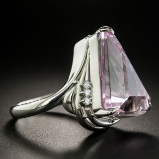 Modern Kunzite Platinum Diamond Ring