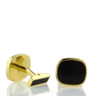 Modern Onyx and 18 Karat Yellow Gold Cufflinks