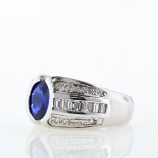 Modern Platinum Sapphire Diamond Ring