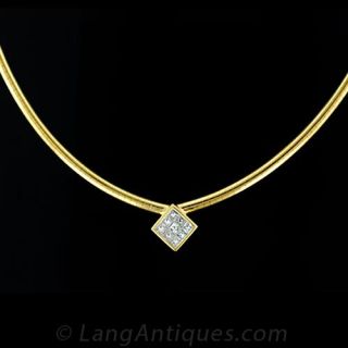 Modern Quadrilliant Diamond Necklace