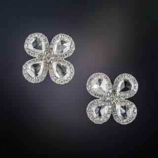 Modern Rose-Cut Diamond Flower Earrings - 2