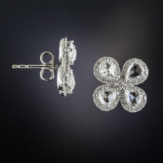 Rose-Cut Diamond Flower Earrings