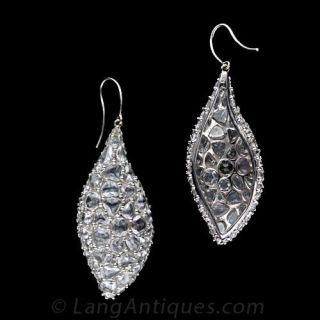 Modern Rose Cut Platinum Diamond Earrings