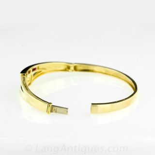 Modern Ruby and Diamond Bangle Bracelet