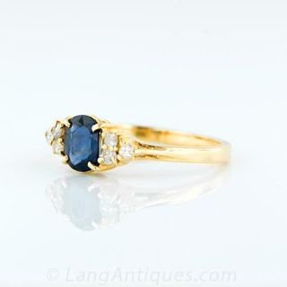 Modern Sapphire and Diamond Ring