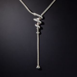 Modern Snake Chain and Diamond Necklace - 0