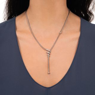 Modern Snake Chain and Diamond Necklace