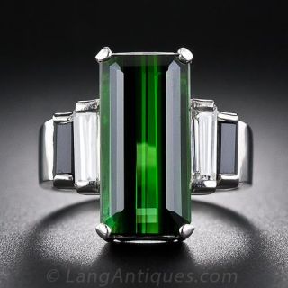Modern Tourmaline Platinum Diamond Ring