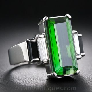 Modern Tourmaline Platinum Diamond Ring