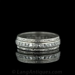 Modified Art Deco Wedding Band with French-Cut Diamonds