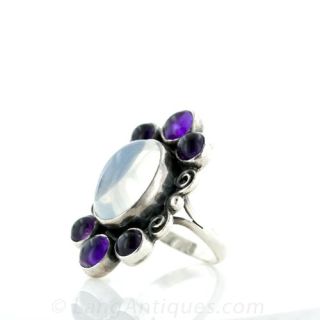 Moonstone and Amethyst Ring