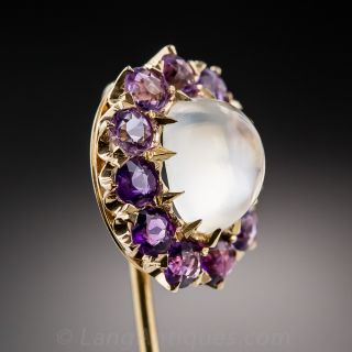 Moonstone and Amethyst Stickpin