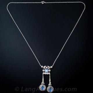 Moonstone and Diamond Lingerie Necklace