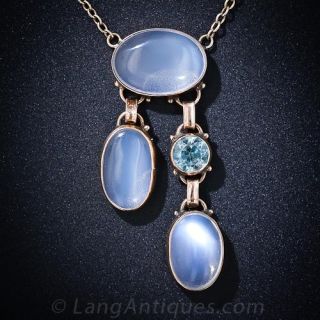 Moonstone and Zircon Negligee Necklace