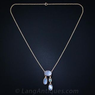 Moonstone and Zircon Negligee Necklace
