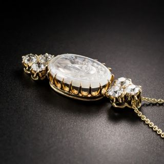 Moonstone Cameo and Diamond Pendant
