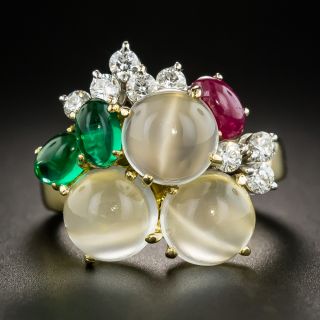 Moonstone Diamond Colored Stone Ring - 1