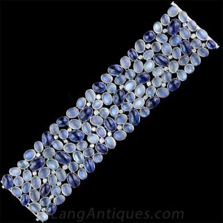 Moonstone, Kyanite and Diamond Bracelet