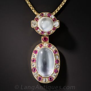 Moonstone, Ruby and Diamond Necklace - 2
