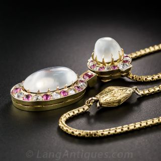 Moonstone, Ruby and Diamond Necklace