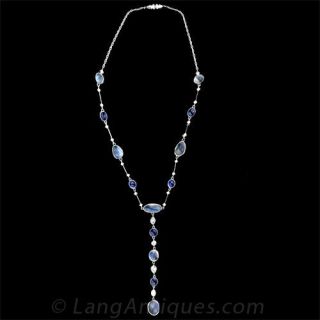 Moonstone, Sapphire and Diamond Lavaliere