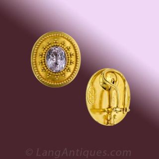 Morganite Earclips in 22k Yellow Gold