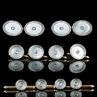 Mother of Pearl and  Diamond Gentleman s Stud Set Main View