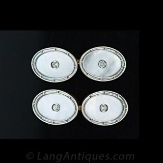 Mother of Pearl and  Diamond Gentleman's Stud Set