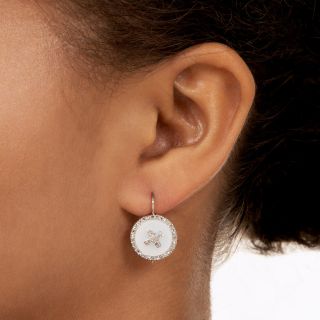 Mother of Pearl and Diamond 'X' Earrings by J.E. Caldwell