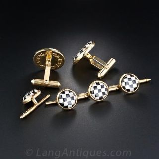 Mother of Pearl and Onyx Stud Set