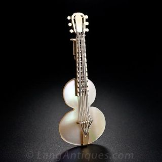 Antique Guitar Brooch