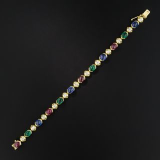 Multi-Color Cabochon Gemstone and Diamond Bracelet - 3