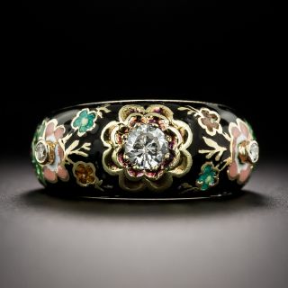 Multi-Color Enamel And Diamond Flower Diamond Ring - 3