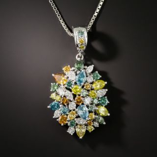 Multi-Color-Enhanced  Diamond Cluster Pendant Necklace - 6.91 Carats - 1