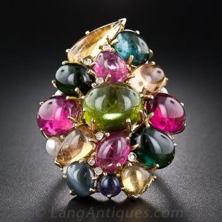 Multi-Color Gemstone Earrings and Ring