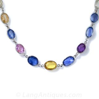 Multi-Color Sapphire Chain Necklace